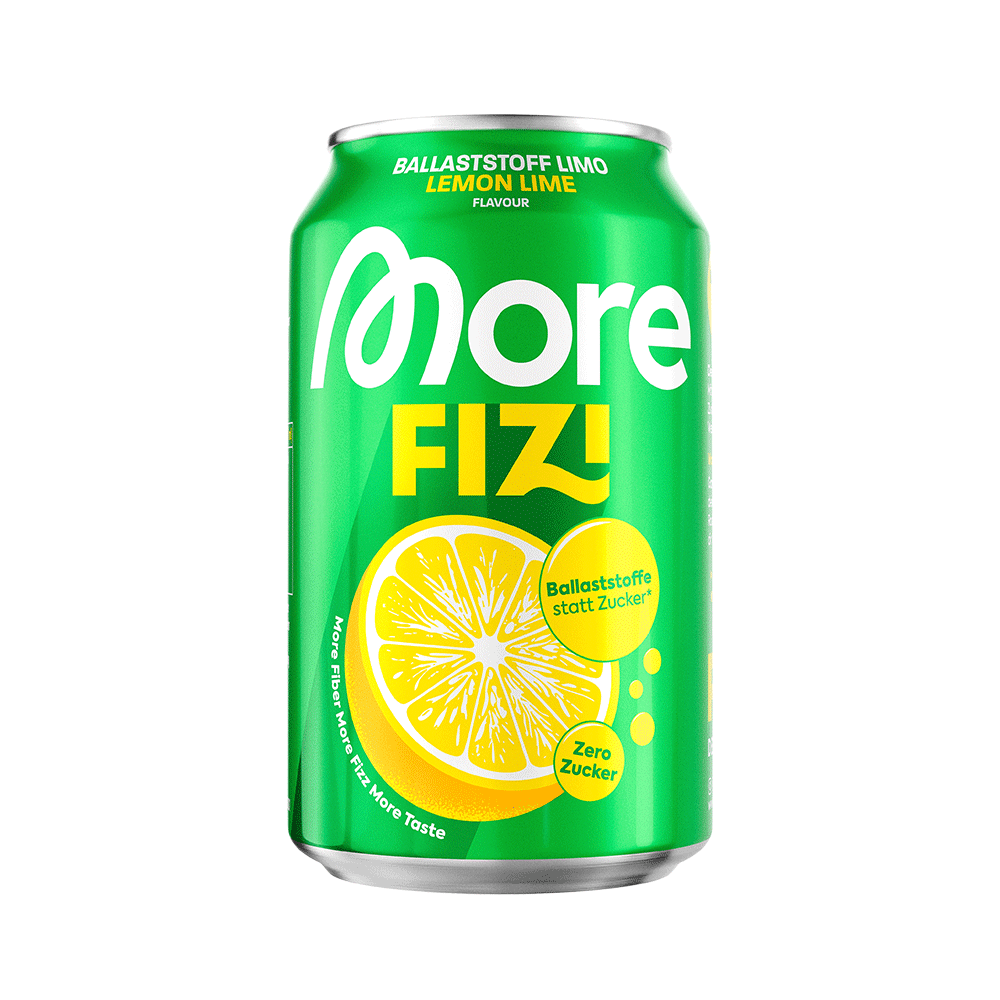 Mehr Nutrition Fizi Zitronen-Limette Getränk in 330ml Flasche, erfrischendes Sportgetränk mit Zitronen- und Limettengeschmack