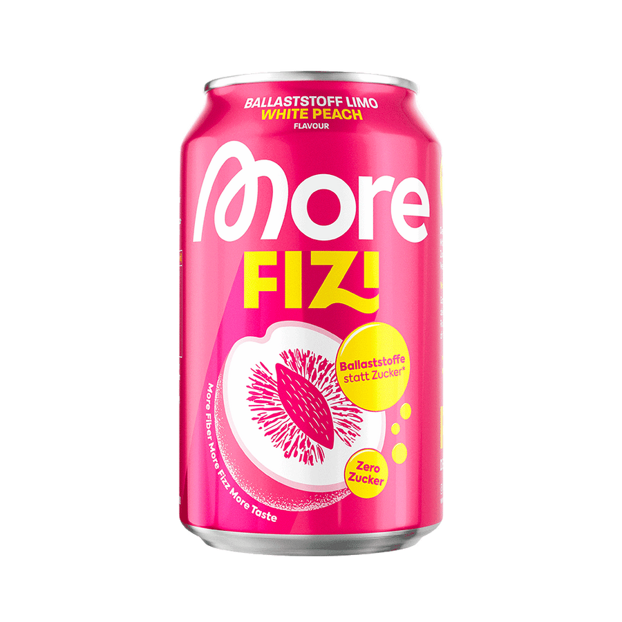 Mehr Nutrition Fizi White Peach Pfirsich-Drink in 330ml Flasche, erfrischendes Getränk mit weißer Pfirsichgeschmack