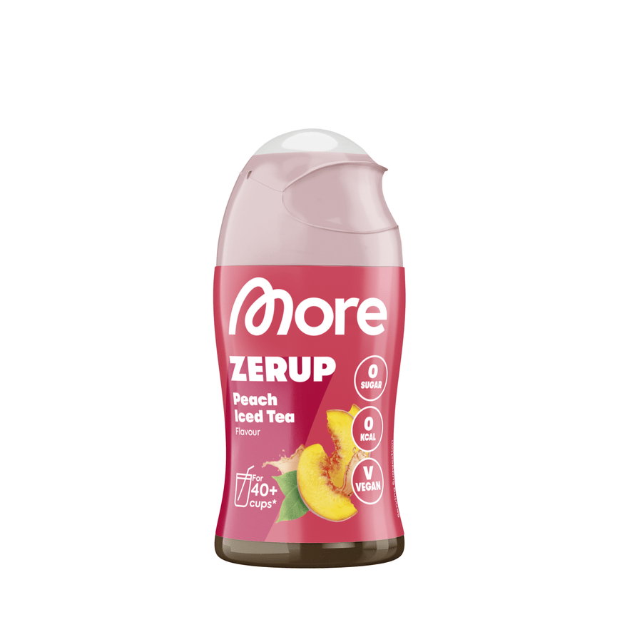 More Nutrition Zerup Pfirsich Eistee Sirup in Flasche, ideal für erfrischende Getränke, mit fruchtigem Pfirsichgeschmack