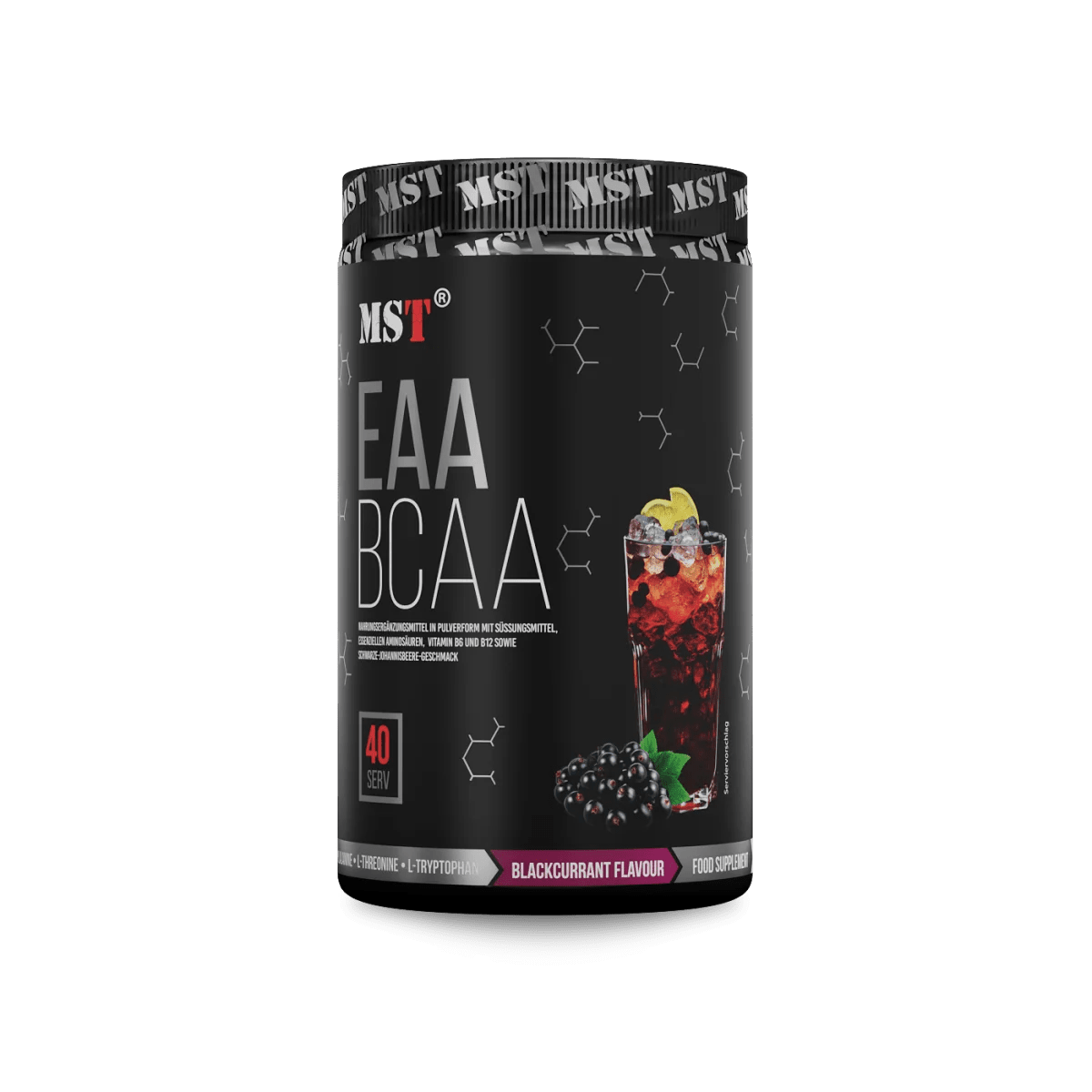 MST Nutrition BCAA + EAA Aminosäurenpulver in Blackcurrant, 520 g, mit natürlichem Geschmack, für Muskelaufbau und Regeneration