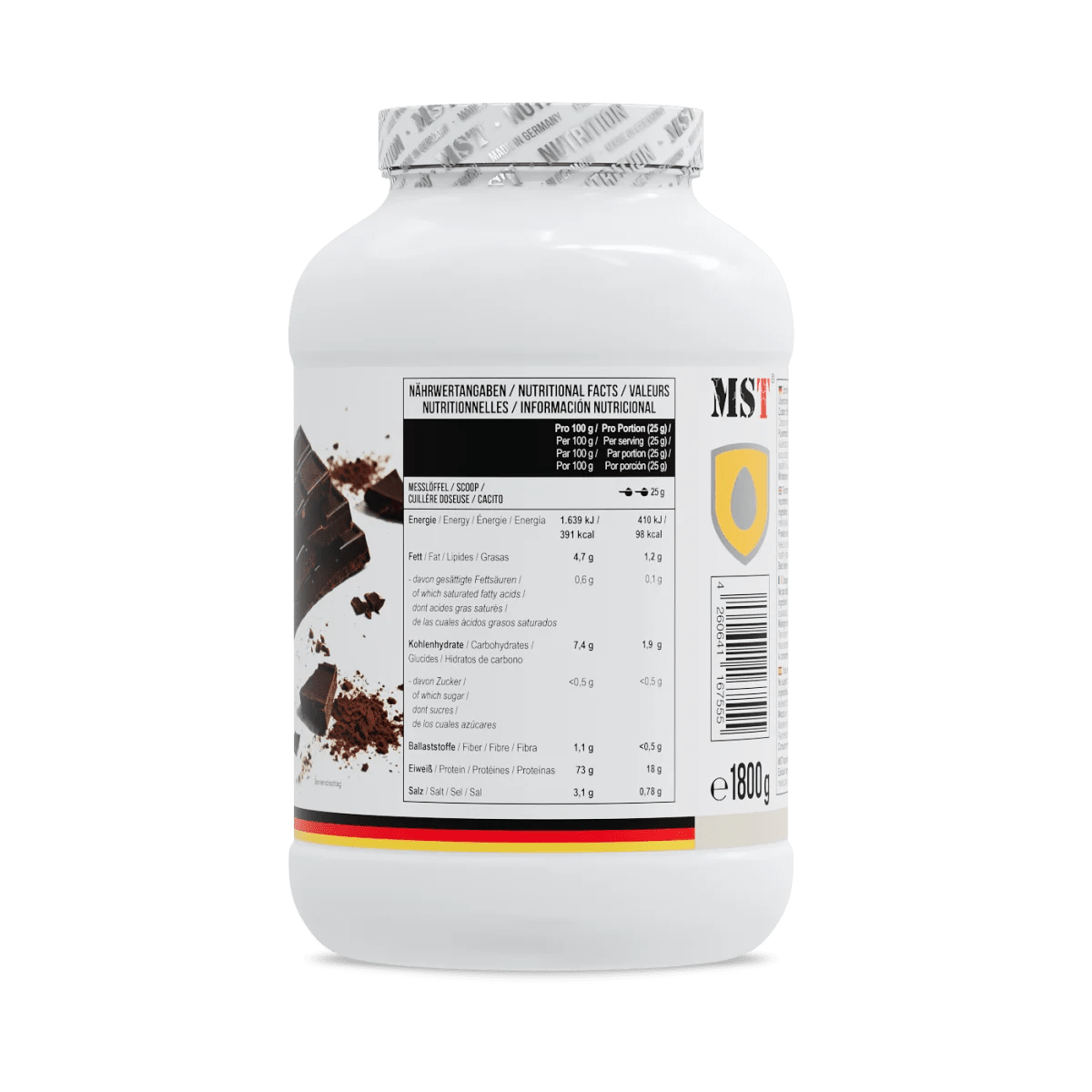 MST Best Egg Protein in Chocolate, 1800 g Dose, hochwertiges Eiweißpulver mit Schokoladengeschmack, ideal für Muskelaufbau und Erholung