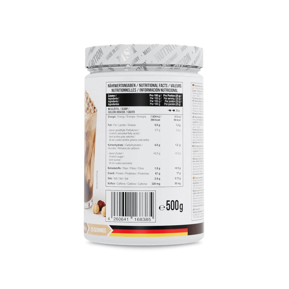 MST Best Egg Protein Haselnuss Macchiato, 500 g, cremiger Haselnussgeschmack, Eiweißpulver in Dose, ideal für Muskelaufbau