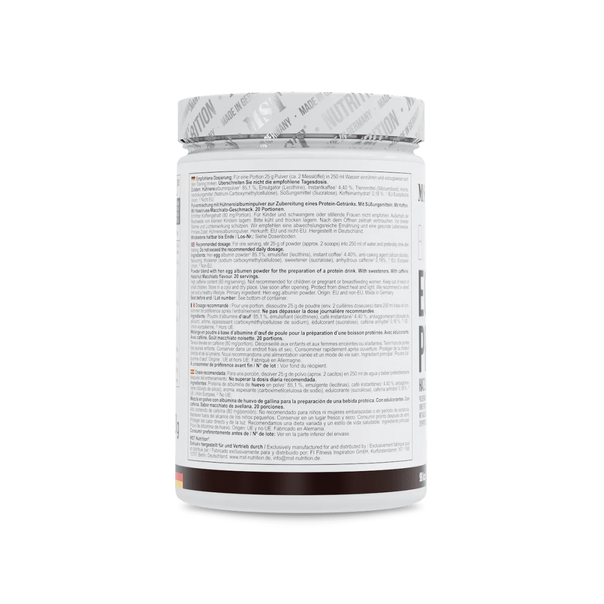 MST Best Egg Protein 500 g Haselnuss Macchiato, Eiweißpulver mit Haselnuss-Geschmack, natürliche Proteinquelle, fettarm