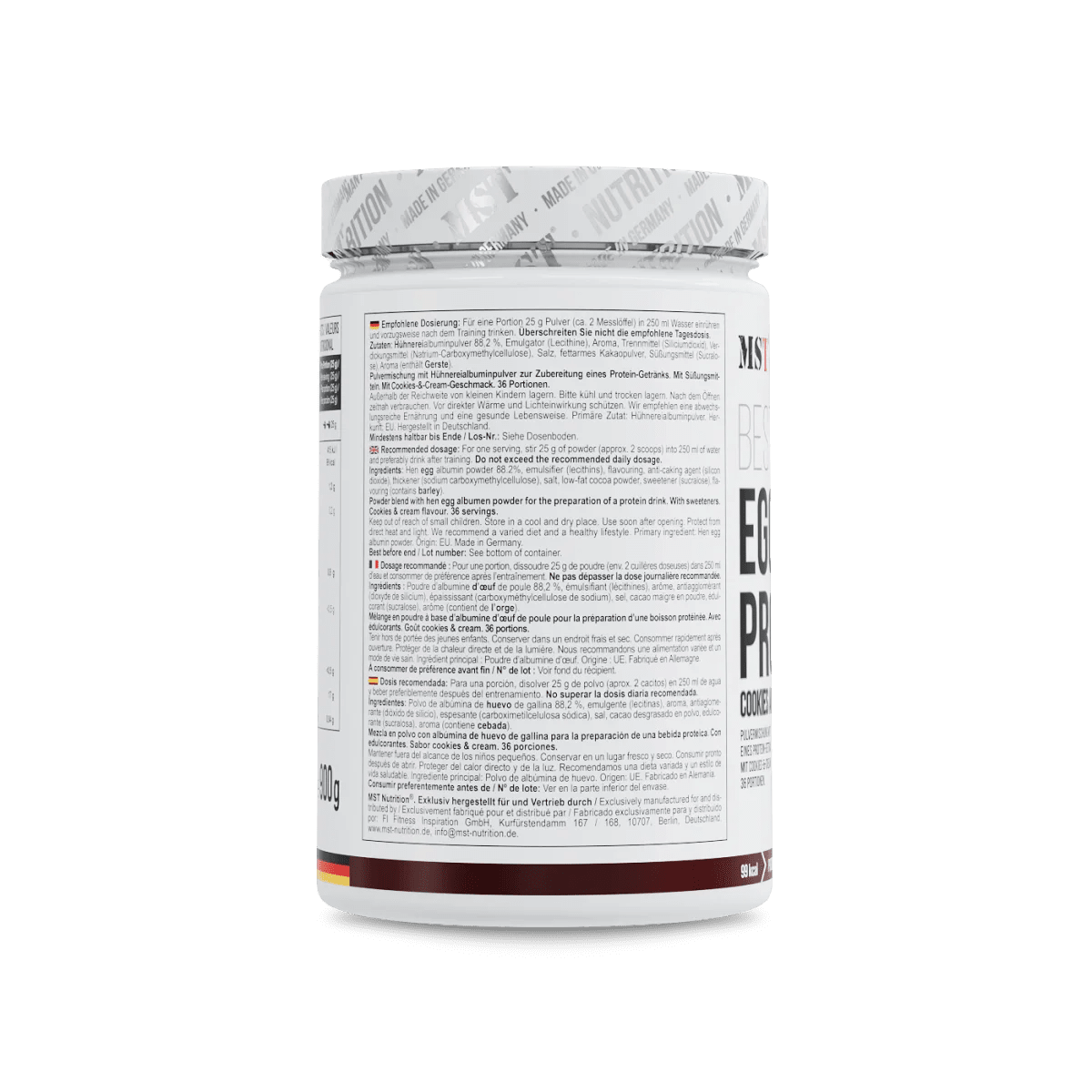 MST Best Egg Protein 900 g Cookies & Cream mit Zink, cremige Eiweißquelle in Packung, ideal für Muskelaufbau und Erholung
