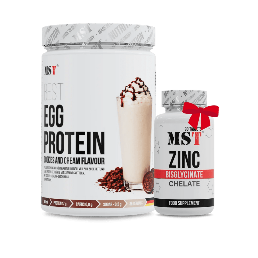 MST Best Egg Protein 900 g Cookies and Cream mit GRATIS Zink, Eiweißpulver in Beutel, cremige Cookies-Geschmack, Fitness Nahrungsergänzung