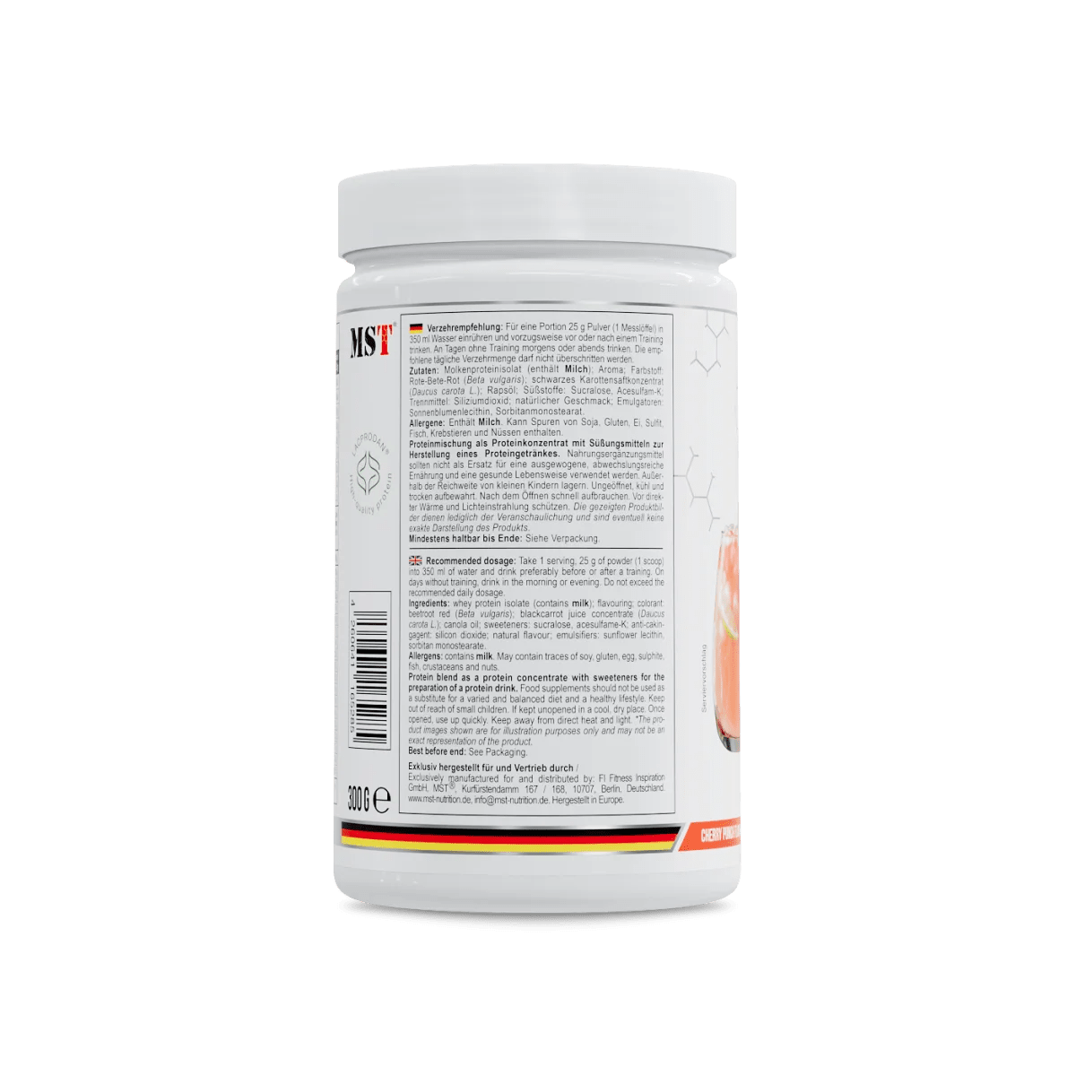 MST Clear Iso Whey in Cherry Punch, 300 g, transparent Protein-Shake mit fruchtigem Geschmack, ideal für Fitness und Muskelaufbau