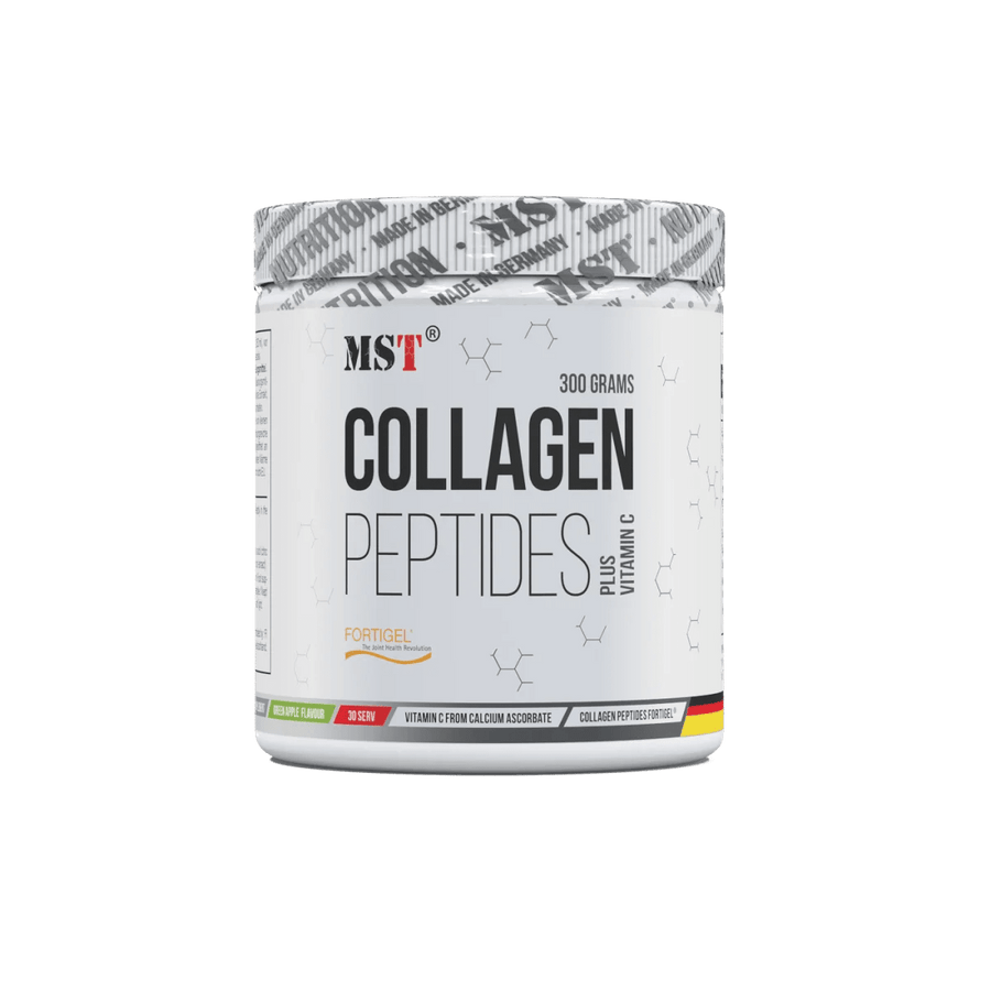 MST Collagen Peptide Fortigel® in 300 g Packung, hochwertiges Kollagen für Gelenke und Haut, Nahaufnahme der Verpackung