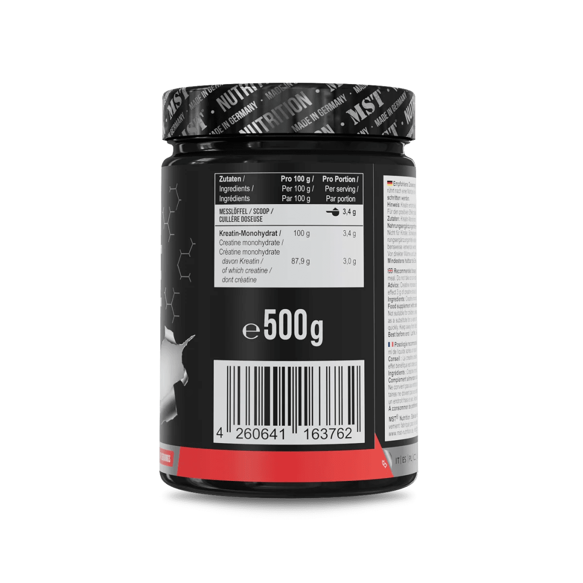MST Nutrition Mikronisiertes Kreatin 500 g in neutraler Verpackung, Creatin Pulver für sportliche Leistung