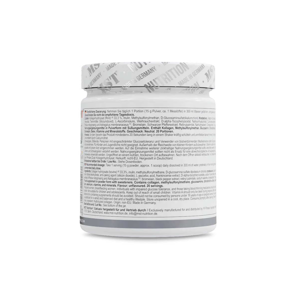 MST Flex Pro Knochen- und Gelenkergänzung in 300 g Dose, hochwertiges Nahrungsergänzungsmittel für Flexibilität und Gesundheit