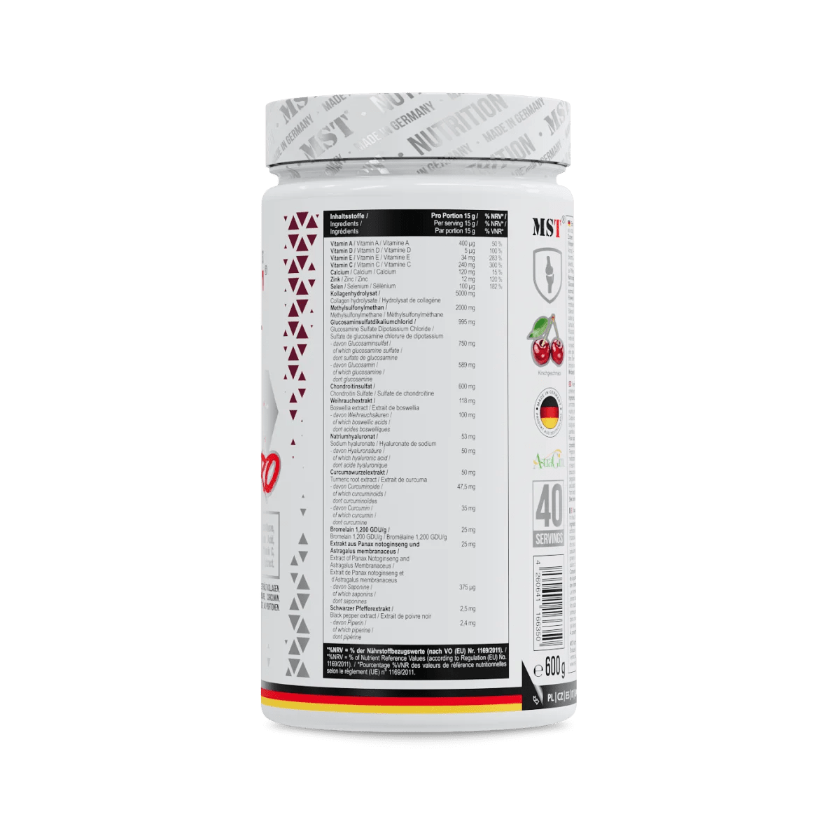 MST Flex Pro Knochen- und Gelenkergänzung in 600 g Dose, Nahrungsergänzungsmittel für gesunde Knochen und Gelenke