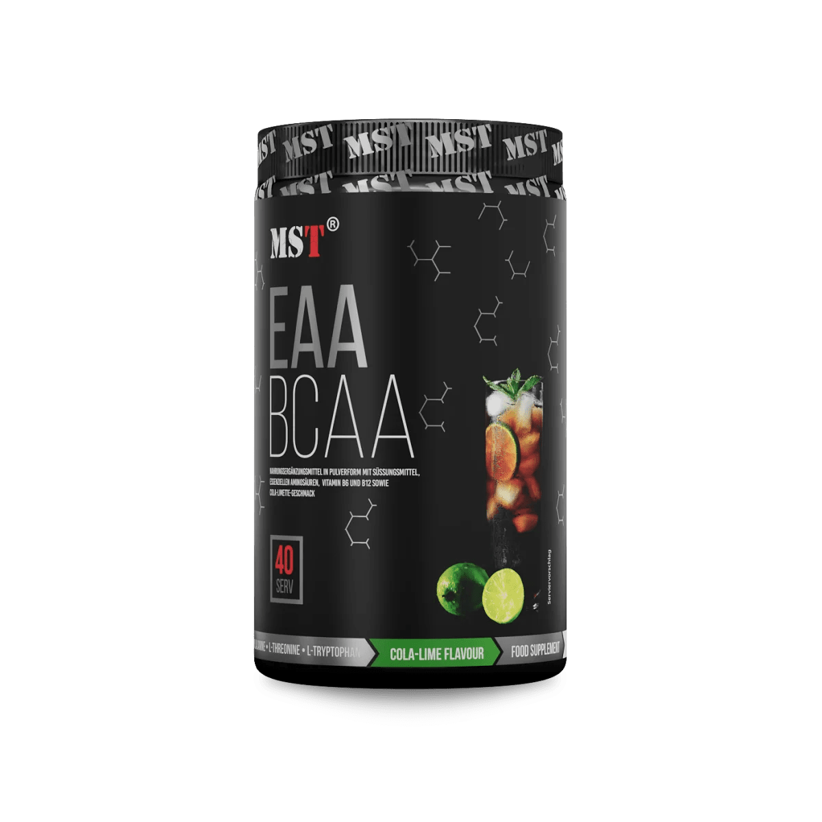 MST Nutrition BCAA + EAA Aminosäurenpulver, Cola Lime Geschmack, 520 g, sportliches Produkt für Muskelaufbau und Regeneration
