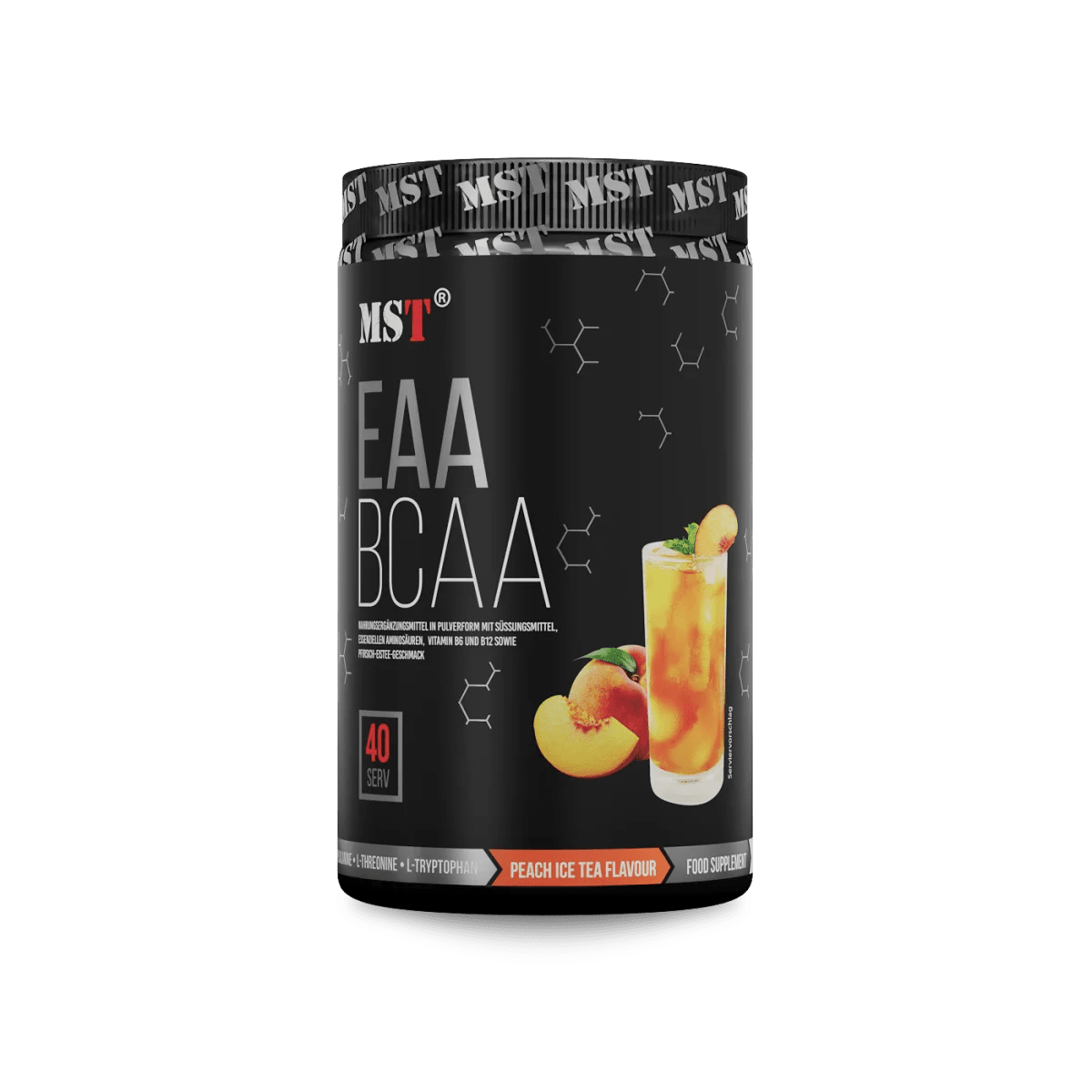 MST Nutrition BCAA + EAA Aminosäurenpulver in Peach Ice Tea Geschmack, 520 g, für Muskelaufbau und Regeneration