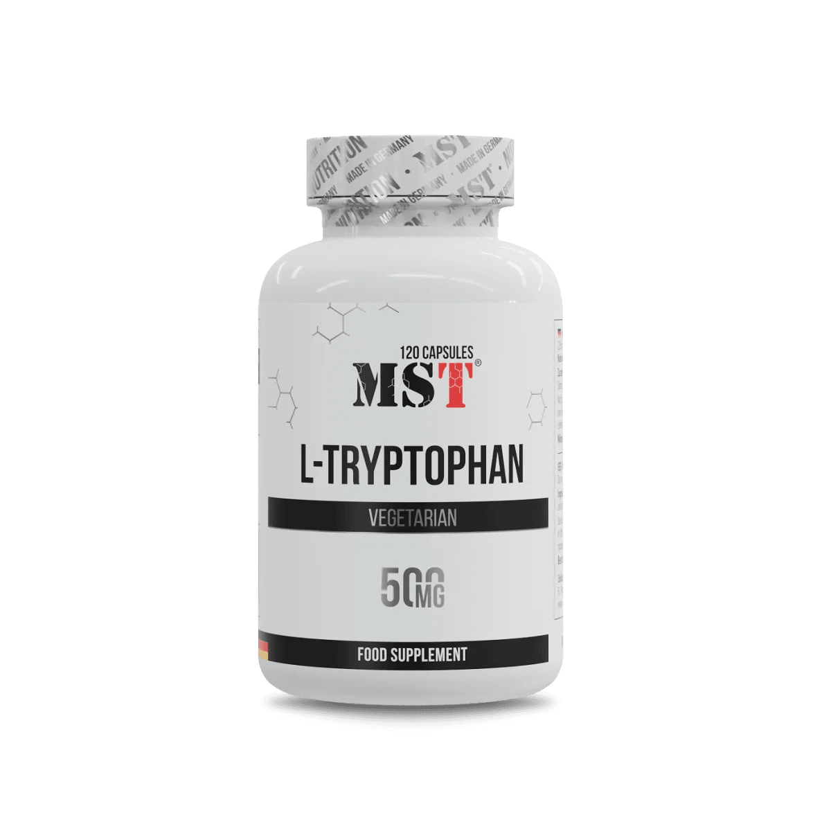 MST Nutrition L-Tryptophan 500 mg vegane Kapseln, Aminosäure für besseren Schlaf und Wohlbefinden, in 120 Kapseln.