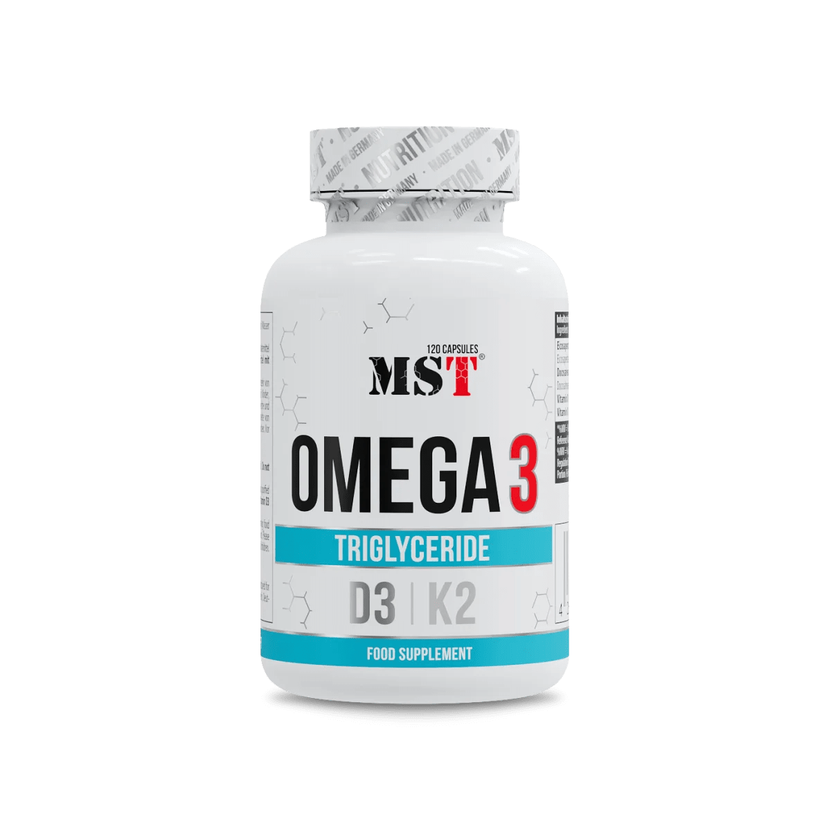 MST Omega-3 Triglyceride Softgel Kapseln mit D3 und K2, Nahrungsergänzung, Omega-3 Fettsäuren in Gelatinehülle