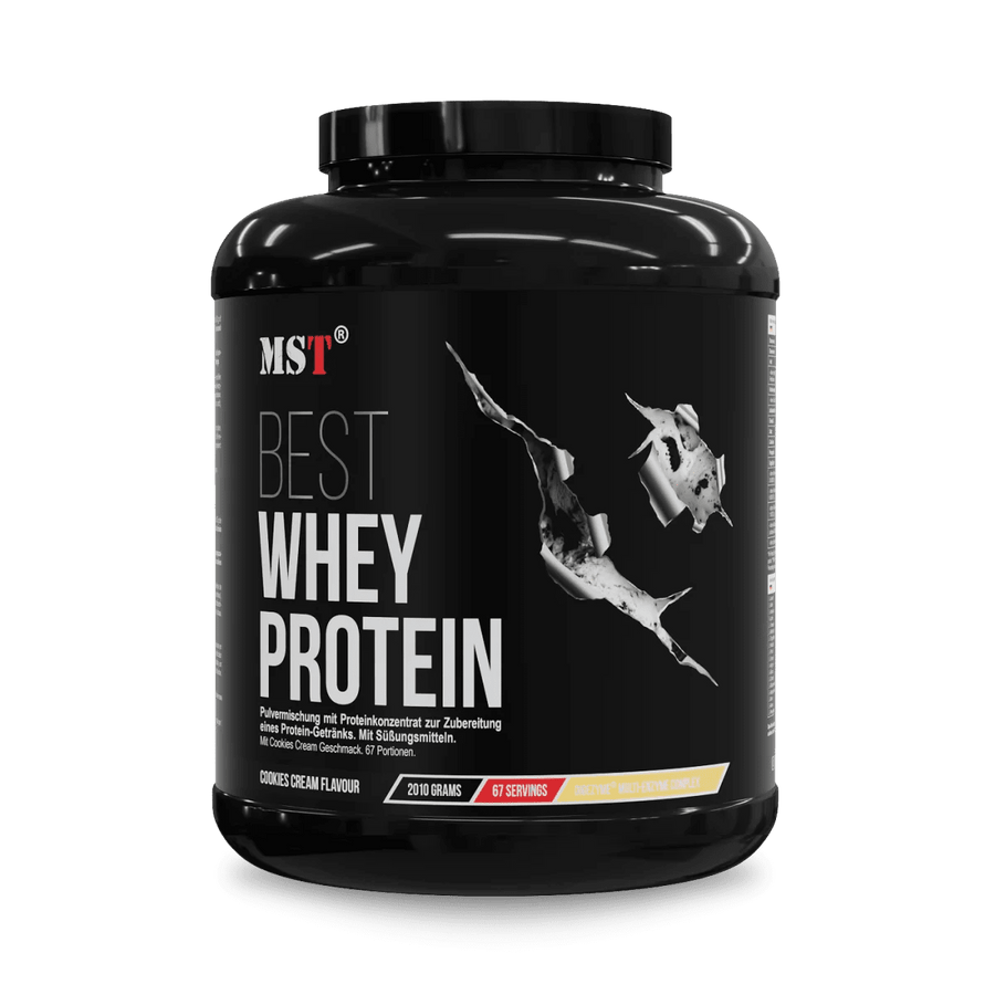MST Protein Best Whey + Enzyme Cookies Cream, 2010g, cremiger Proteinshake mit Cookies-Geschmack, ideal für Muskelaufbau und Regeneration