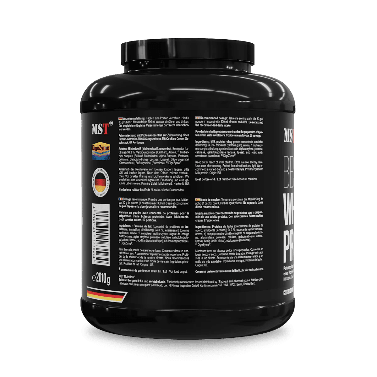 MST Best Whey Protein + Enzymen Cookies & Cream, 2010 g, cremiger Protein-Shake in Beutel mit milchigem Geschmack