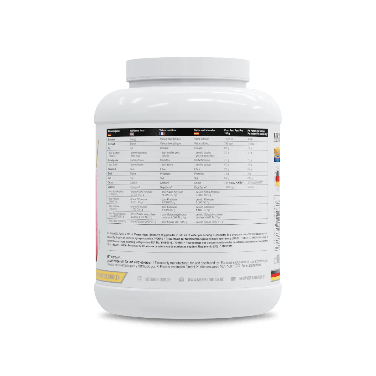 MST Best Whey Protein + Enzyme, 900 g, in Erdbeergeschmack, cremige Textur, ideale Ergänzung für Muskelaufbau und Erholung