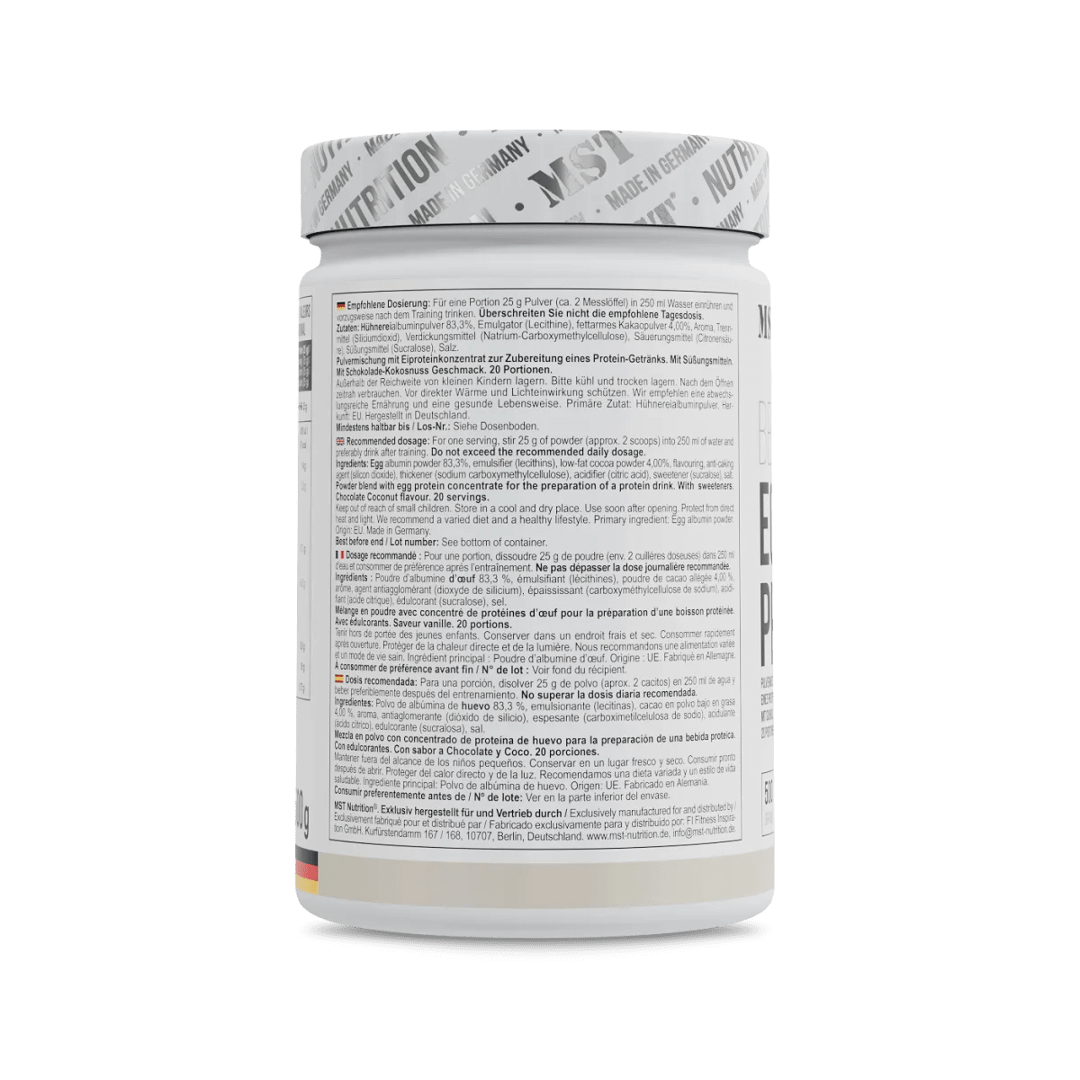 MST Eiweiß Protein in Schokolade, 500 g, cremige Eiweißquelle für Sportler und Fitness-Enthusiasten.