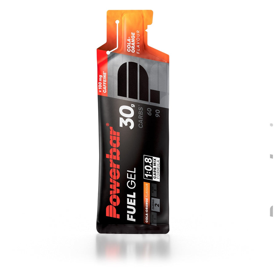 PowerBar Fuel Gel 30 Cola-Orange Elektrolyte in 12er Box, energiereiches Gel für Sport und Ausdauer.