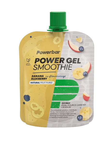 PowerBar Power Gel Smoothie 16er Box mit Bananen- und Heidelbeergeschmack, energiereiches Gel für Sport und unterwegs