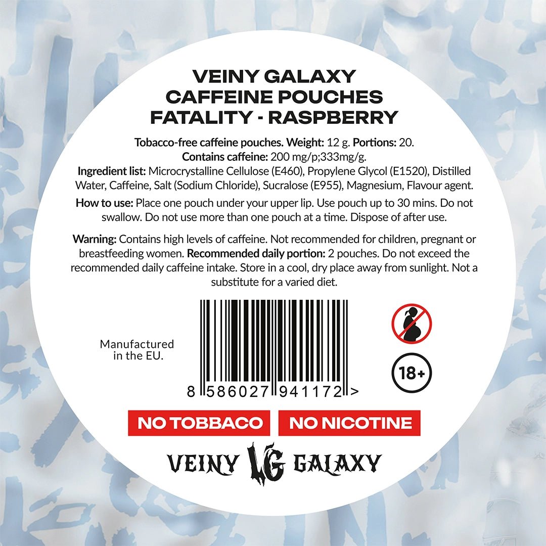 Veiny Galaxy FATALITY Energy Pouches mit Koffein, 200mg, 20 Beutel, Pre-Workout-Energie für mehr Leistung