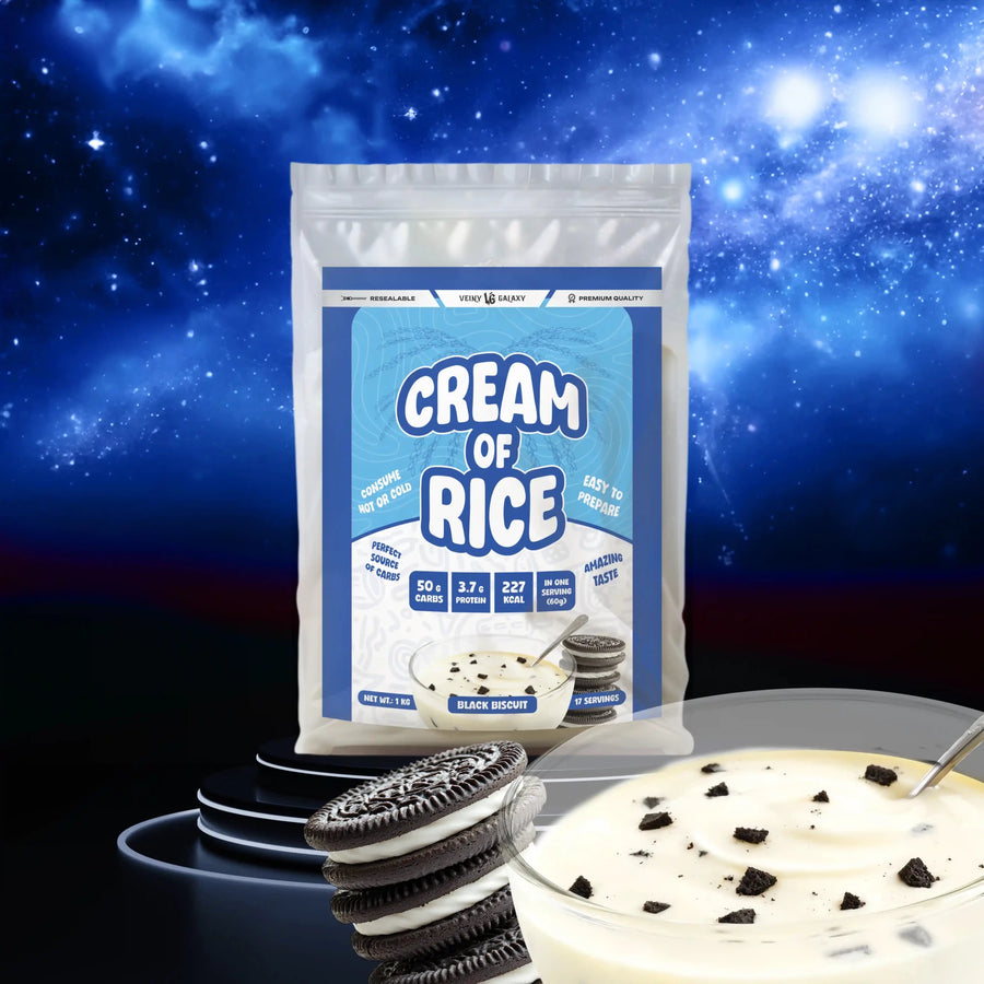 Veiny Galaxy Reis Porridge in 1kg-Packung, cremig und vielseitig, perfekt für Frühstück und Süßspeisen.