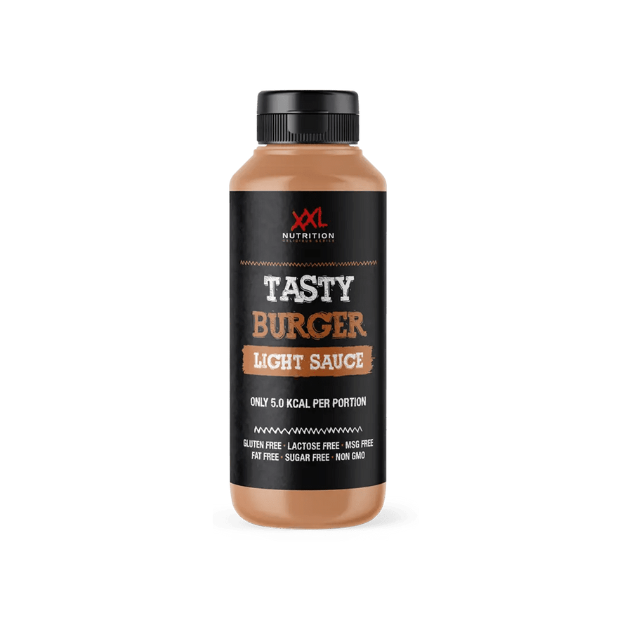 XXL Nutrition Light Sauce, helle Saucenflasche mit klarer Beschriftung, ideal für kalorienarme Gerichte und gesunde Ernährung