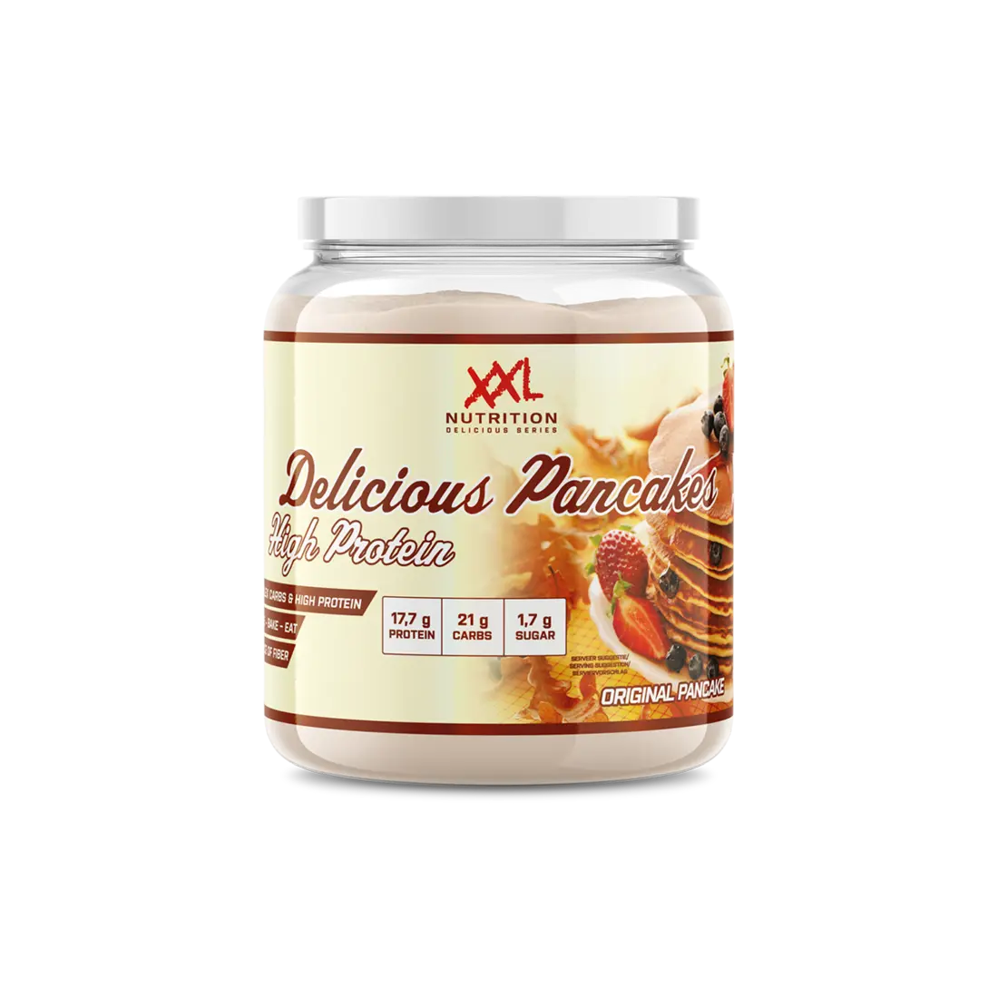 XXL Nutrition Protein-Milchshake mit Geschmack nach Pfannkuchen, cremig und proteinreich, in 1000g Packung für leckeren Genuss