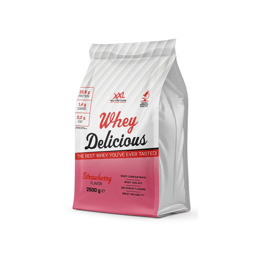 XXL Nutrition Whey Delicious Bananen Proteinpulver, 2500g, cremige Textur, für Muskelaufbau und Fitness, in Dose.