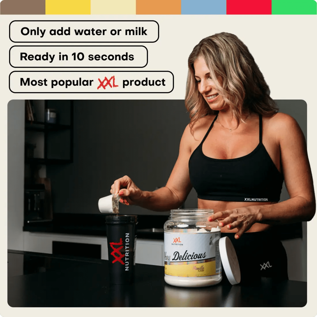 XXL Nutrition Whey Delicious Schokoladen-Proteinpulver, 450g, cremige Konsistenz, ideal für Muskelaufbau und Fitness