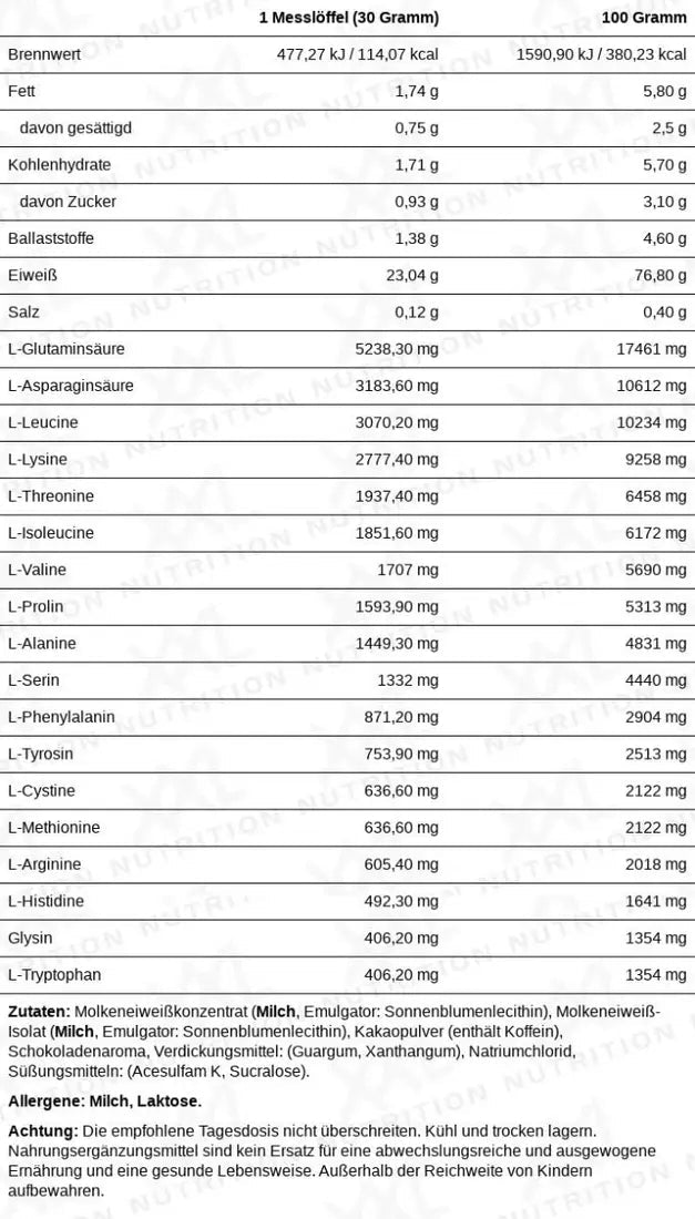Schokoladen-Whey-Protein von XXL Nutrition, Whey Delicious, 450g, cremige Konsistenz, ideal für Muskelaufbau und Fitness.